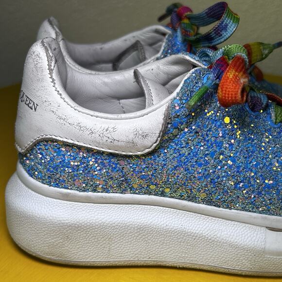 Alexander McQueen Kids Sneaker Blue Glitter Shoe 27 D - Picture 10 of 16